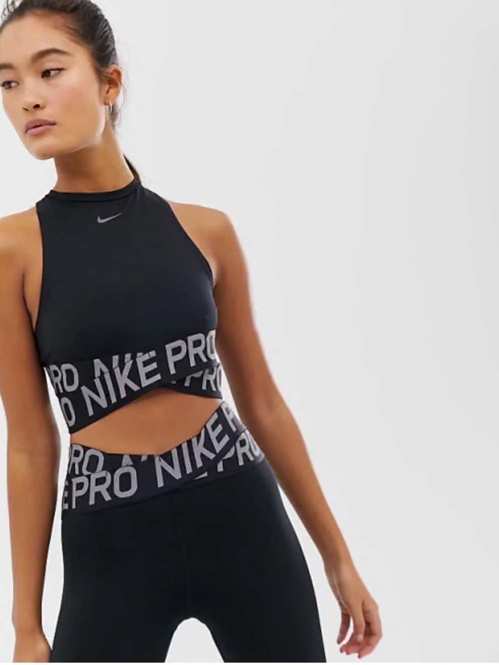 Nike Pro Black High Neck Sports Bra Top Size M 🖤🩶